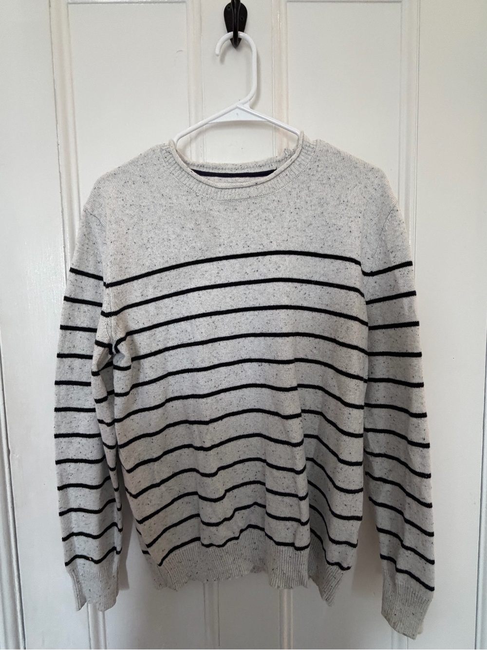 Sweater in Light Gray with Black Stripes